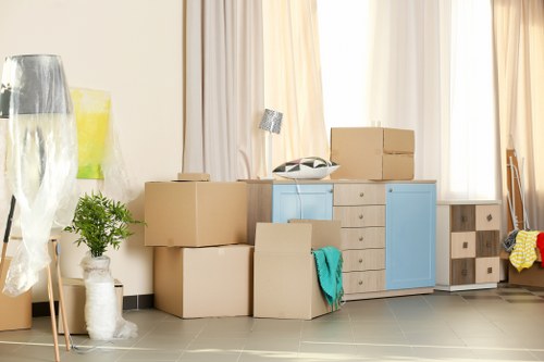 Moving boxes and a home relocation scene in Paddington