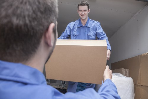 Removal van and moving team in Paddington street