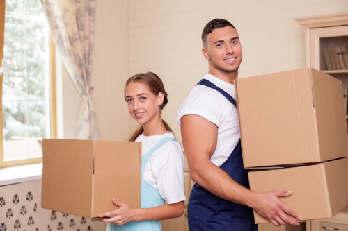 Packed moving boxes ready for removals in Paddington