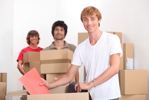 Cardboard and packing materials prepared for recycling during a move
